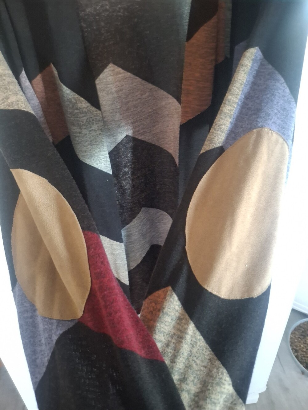 Geometric Pattern Open-Front Women's Cardigan - Multicolor - Picture 2 of 3